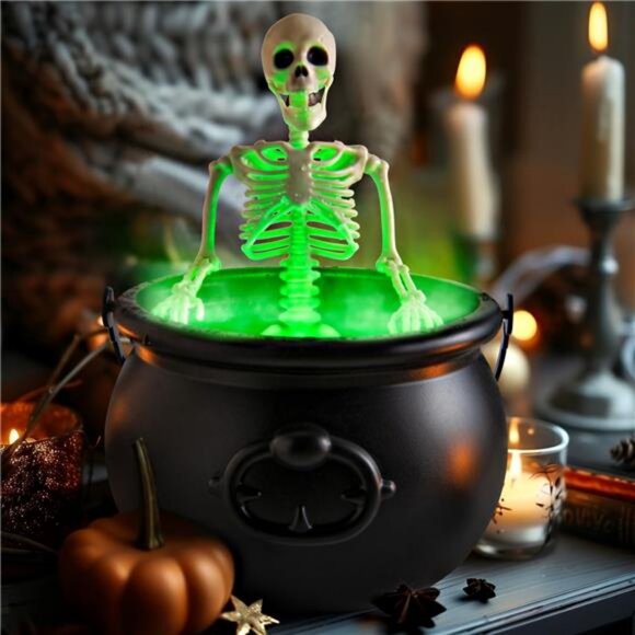 Halloween Decor - Cauldron Halloween Decor with Black Plastic Witches Cauldron - Picture 1 of 8
